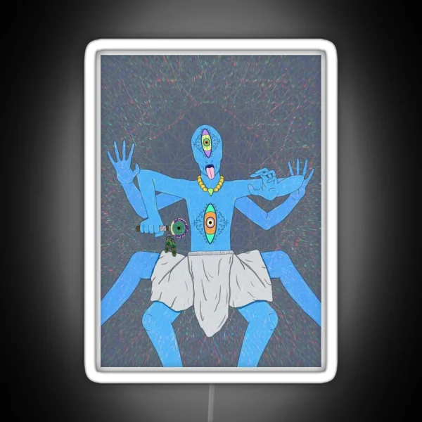 Blue Alien Psychedelic Entity RGB Neon Sign