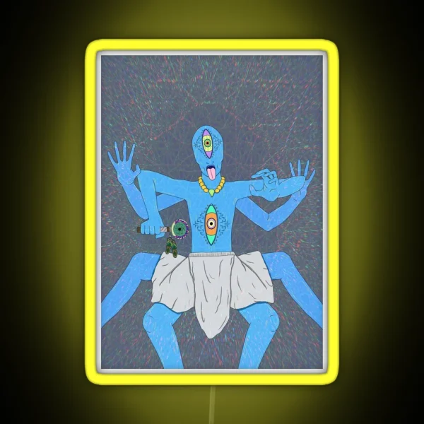 Blue Alien Psychedelic Entity RGB Neon Sign