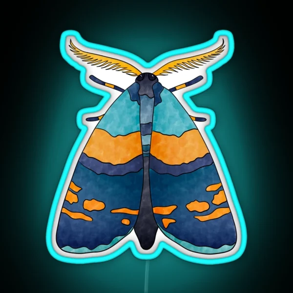 Blue And Orange Moth RGB Neon Sign