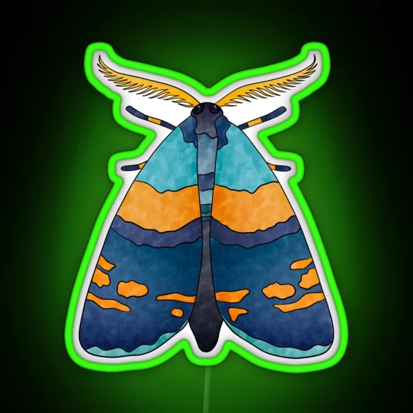 Blue And Orange Moth RGB Neon Sign