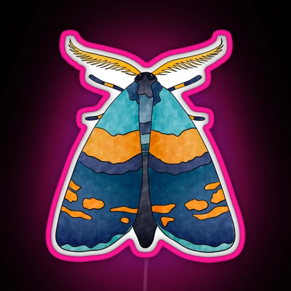 Blue And Orange Moth RGB Neon Sign