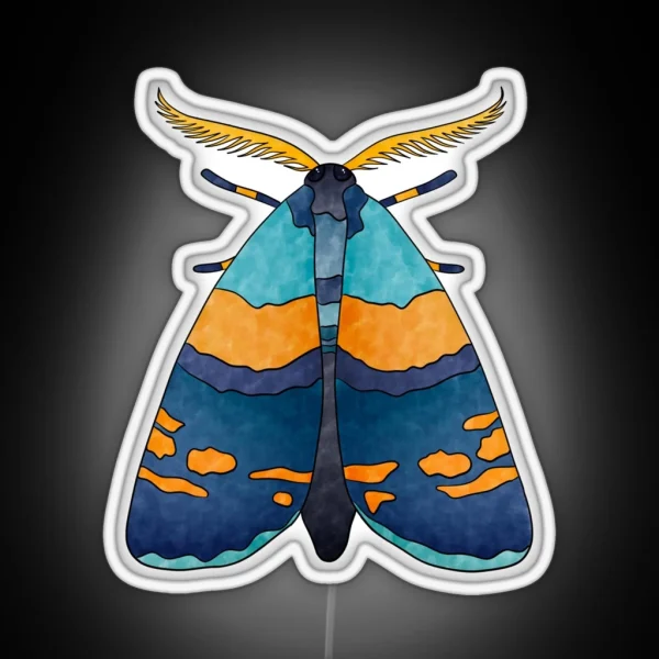 Blue And Orange Moth RGB Neon Sign