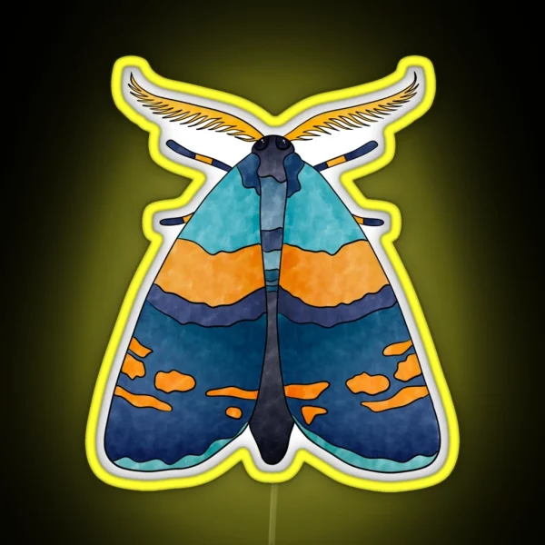Blue And Orange Moth RGB Neon Sign