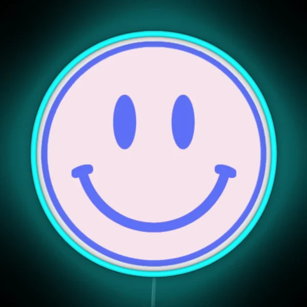 Blue And Pink Smiley Face RGB Neon Sign