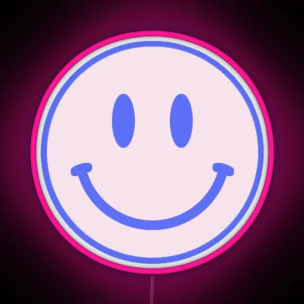 Blue And Pink Smiley Face RGB Neon Sign