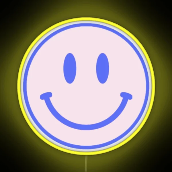 Blue And Pink Smiley Face RGB Neon Sign