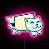Colorful Neon RGB Sign Displaying Smiling Space Cat Design