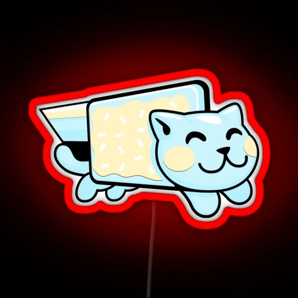 Blue And Yellow Pop Tart Space Cat Smiling RGB Neon Sign