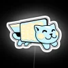 Glowing Blue and Yellow Pop Tart Space Cat Neon Sign
