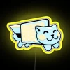 Vibrant Blue & Yellow Pop Tart Space Cat Rainbow Sign
