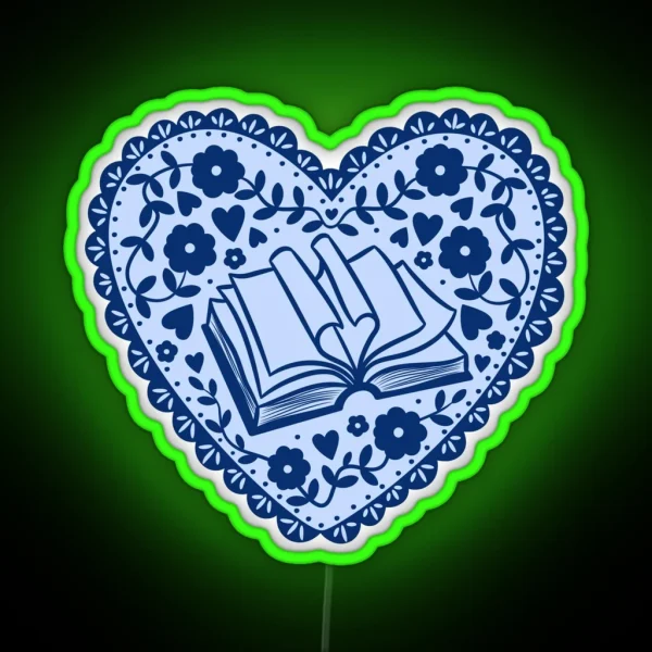 Blue Bookish Heart RGB Neon Sign