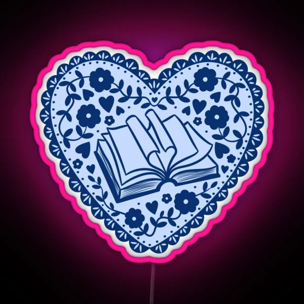 Blue Bookish Heart RGB Neon Sign