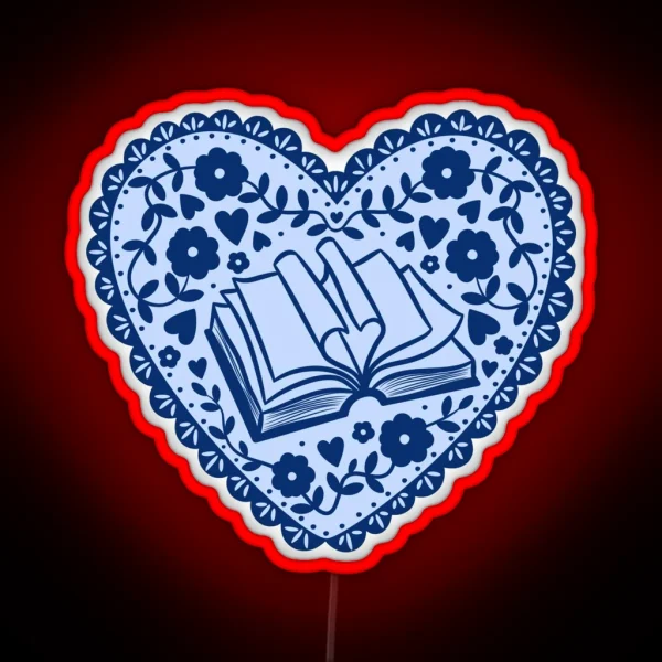 Blue Bookish Heart RGB Neon Sign