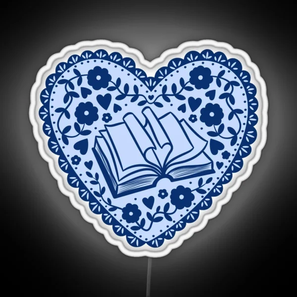 Blue Bookish Heart RGB Neon Sign