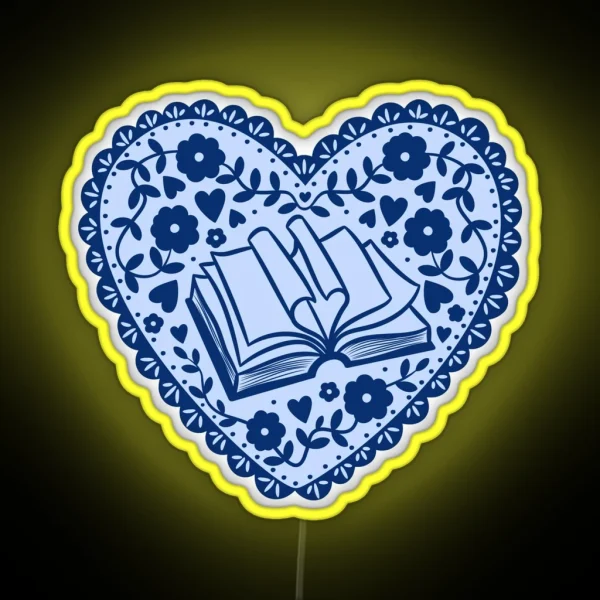Blue Bookish Heart RGB Neon Sign