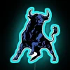 Dramatic blue and white bull neon art wall decoration