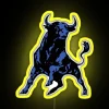 Vibrant Blue Bull LED Sign with Multi-Color RGB Illumination Effect