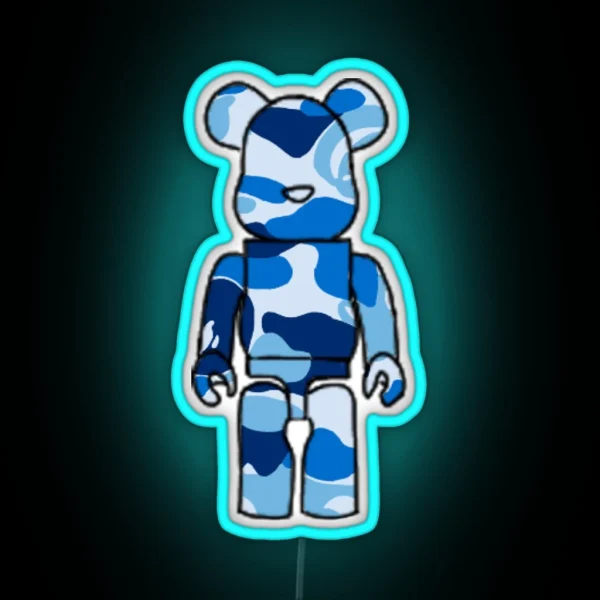 Blue Camo Bearbrick RGB Neon Sign