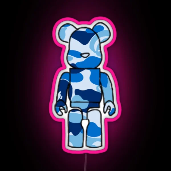 Blue Camo Bearbrick RGB Neon Sign