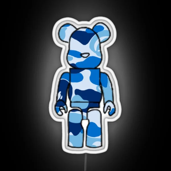 Blue Camo Bearbrick RGB Neon Sign