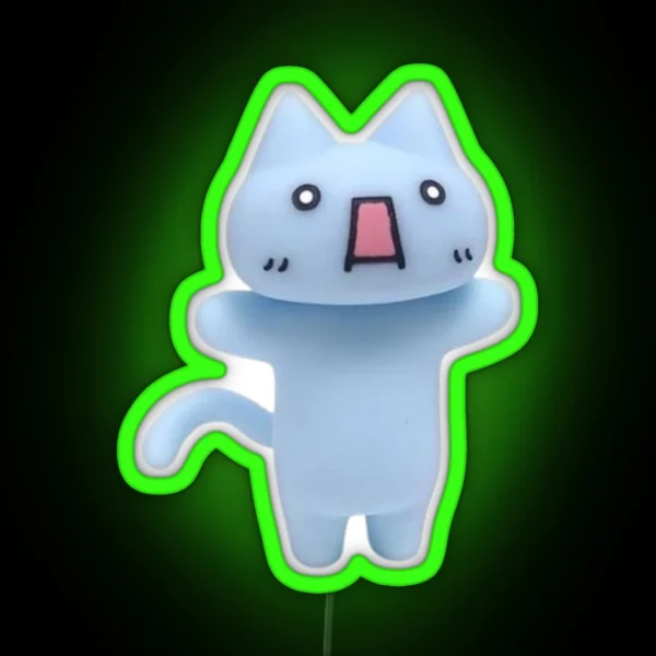Blue Cat Figurine Cyber Pinterest Cute Led Kitty RGB Neon Sign