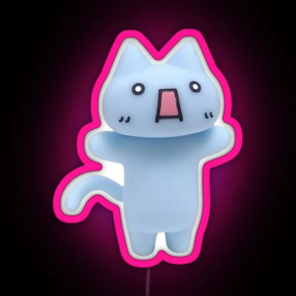 Blue Cat Figurine Cyber Pinterest Cute Led Kitty RGB Neon Sign