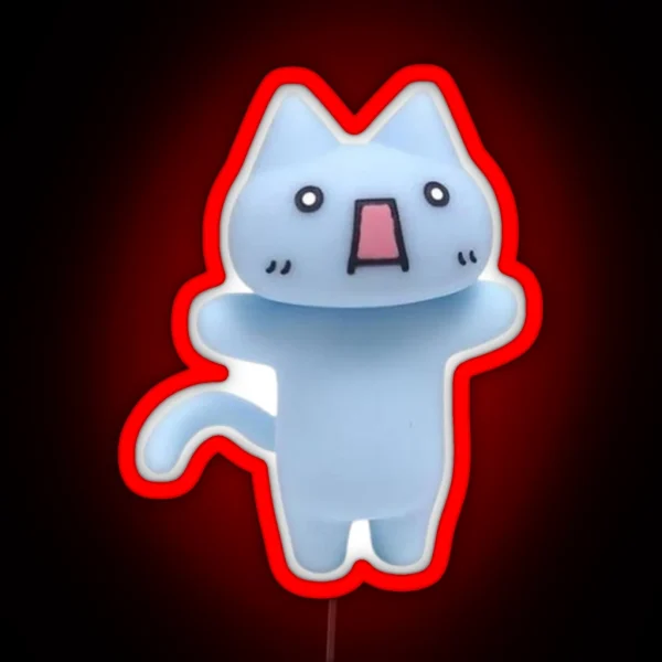 Blue Cat Figurine Cyber Pinterest Cute Led Kitty RGB Neon Sign