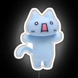 Blue Cat Figurine Cyber Pinterest Cute Led Kitty RGB Neon Sign