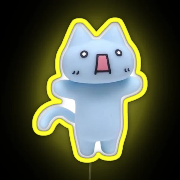 Blue Cat Figurine Cyber Pinterest Cute Led Kitty RGB Neon Sign