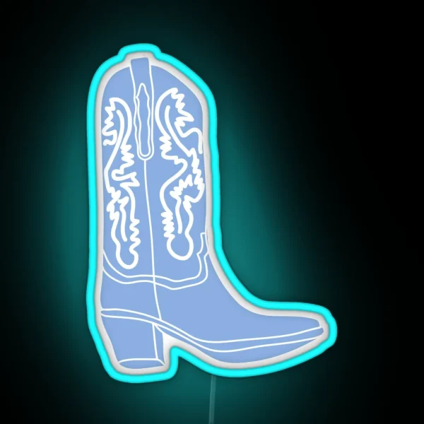 Blue Cowboy Cowgirl Boot RGB Neon Sign
