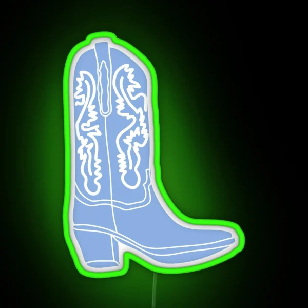Blue Cowboy Cowgirl Boot RGB Neon Sign