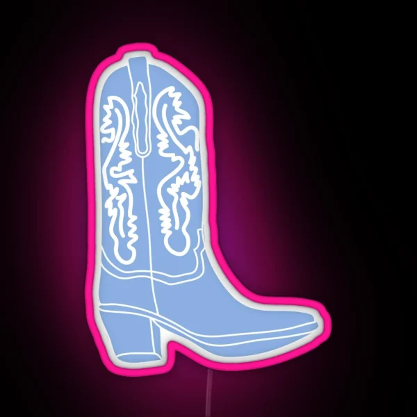 Blue Cowboy Cowgirl Boot RGB Neon Sign