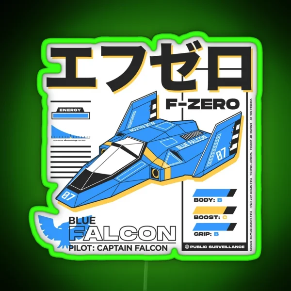 BLUE FALCON RGB Neon Sign