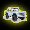 Blue Ford Bronco exterior illuminated RGB LED neon street sign display