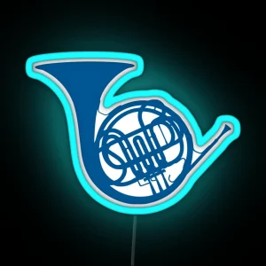 Blue French Horn RGB Neon Sign