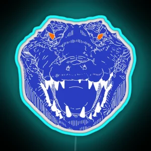 BLUE Gator Face RGB Neon Sign