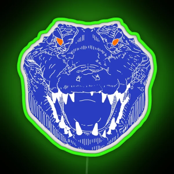 BLUE Gator Face RGB Neon Sign