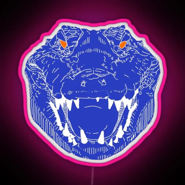 BLUE Gator Face RGB Neon Sign