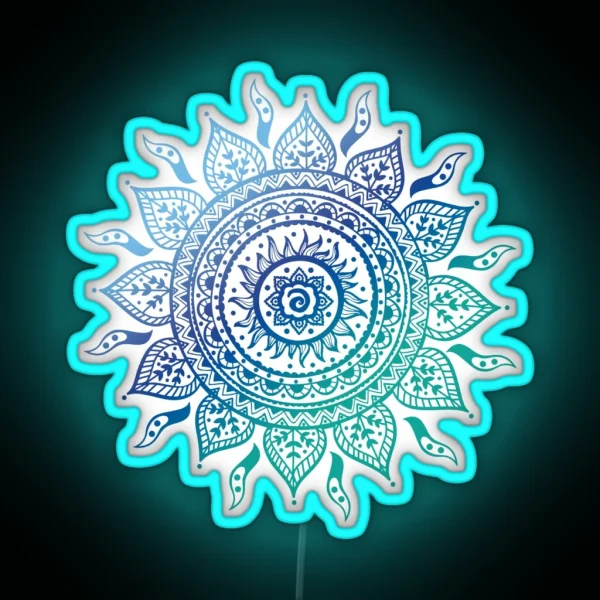 Blue Gradient Mandala RGB Neon Sign