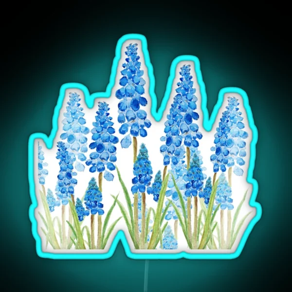 Blue Grape Hyacinth Forest RGB Neon Sign