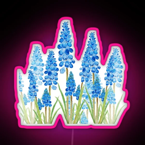 Blue Grape Hyacinth Forest RGB Neon Sign