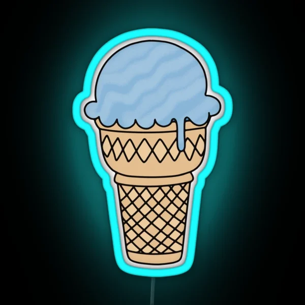 Blue Ice Cream Cone RGB Neon Sign