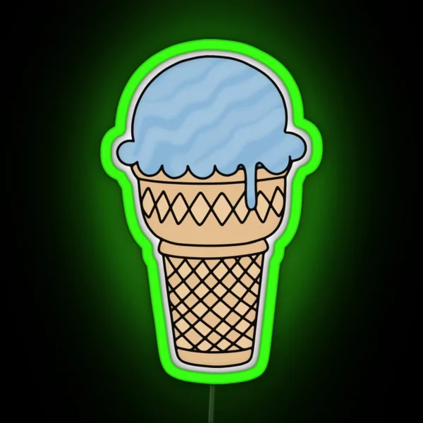 Blue Ice Cream Cone RGB Neon Sign