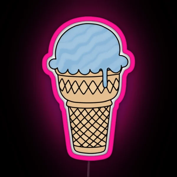 Blue Ice Cream Cone RGB Neon Sign
