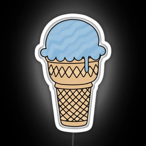 Blue Ice Cream Cone RGB Neon Sign