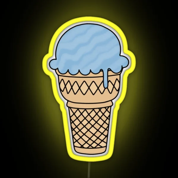 Blue Ice Cream Cone RGB Neon Sign