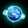 Glowing neon sign featuring vibrant blue and RGB icy hues