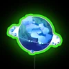 Electric blue ice planet design in multicolor RGB glow effect