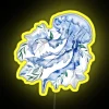 Whimsical ocean-inspired RGB LED lighted jellyfish with green leaves design.