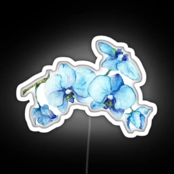 Blue Orchid Botanical Art RGB Neon Sign